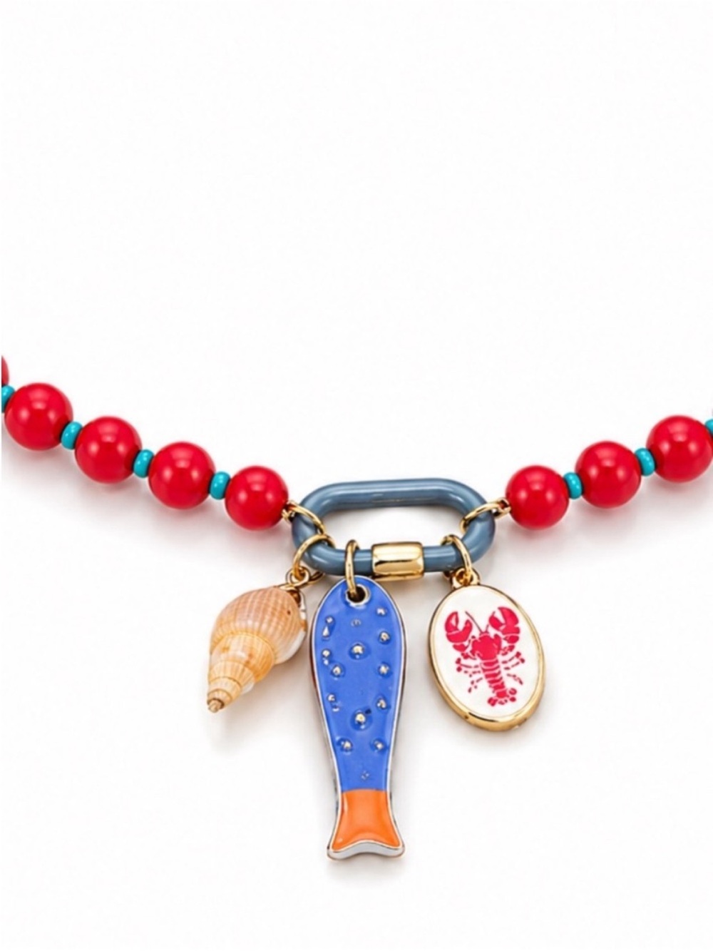 New! Coastal Blue Color Block Carabiner Lobster Charm Necklace (4020) NWOT - Picture 2 of 3